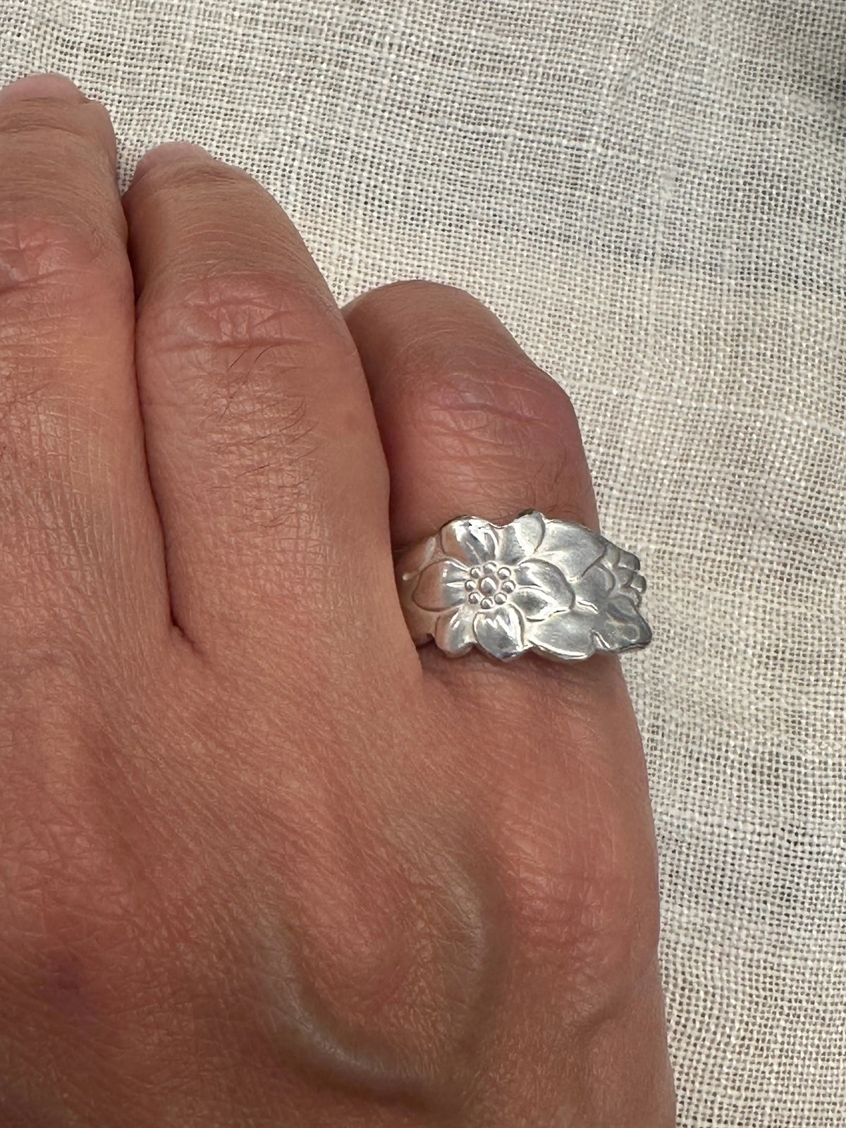 Vintage Scandinavian Floral Spoon Ring