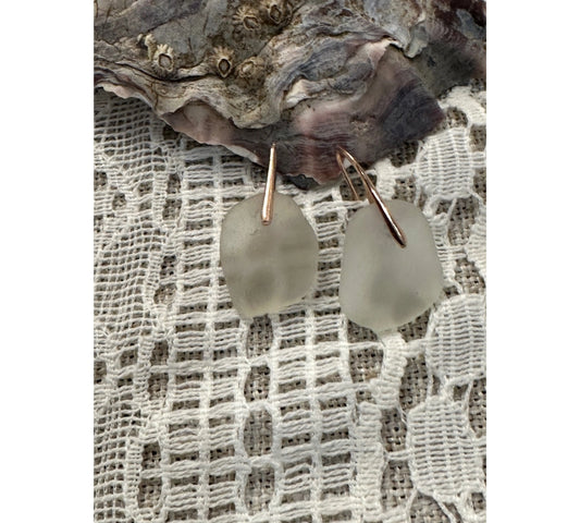 Sea Glass Silver Earrings- Rose Gold The Big Little Shop