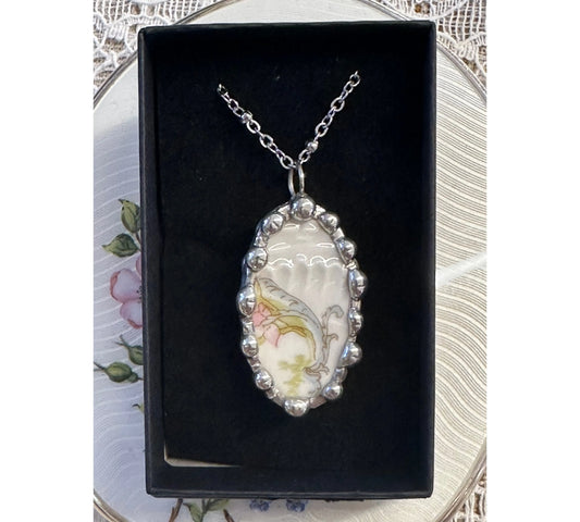 Vintage Limoges Ceramic Necklace - Handmade Upcycled Jewelry