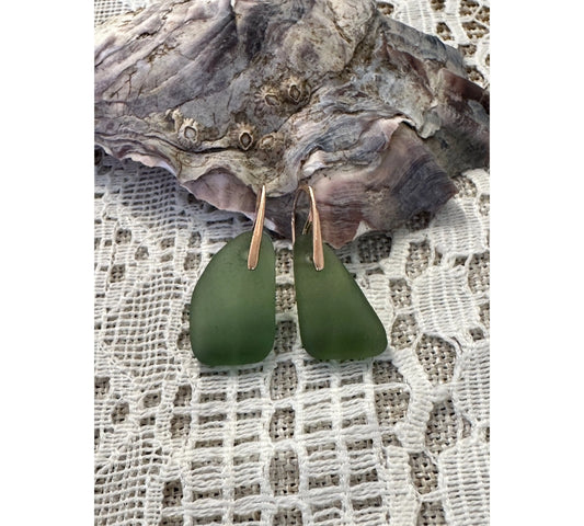 Sea Glass Silver Earrings- Rose Gold The Big Little Shop