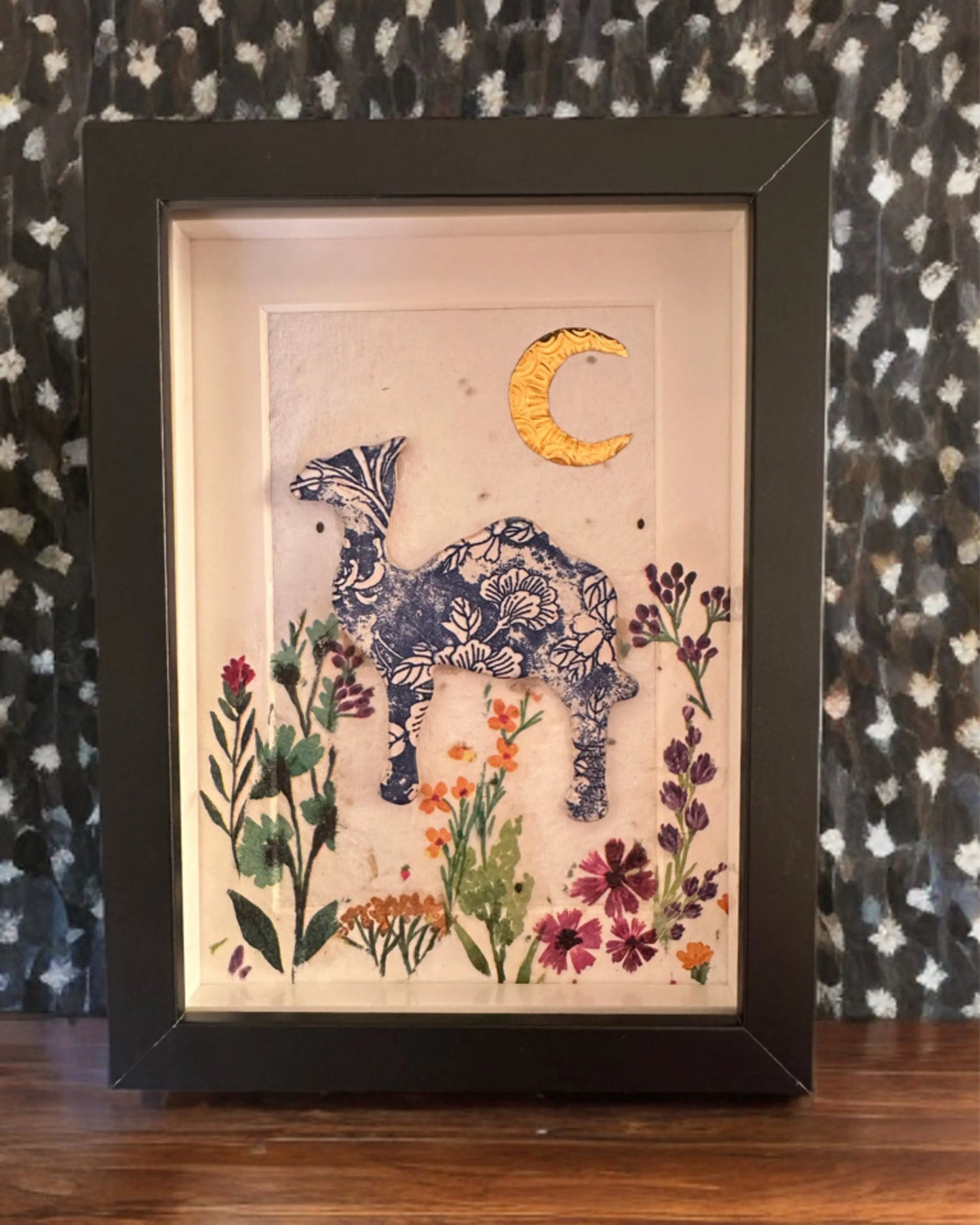 Desert Bloom Under a Crescent Moon