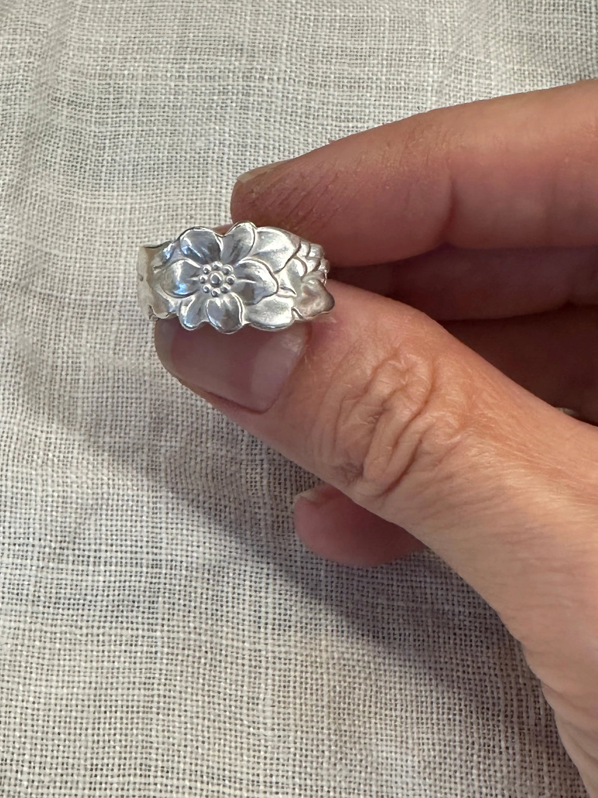 Vintage Scandinavian Floral Spoon Ring