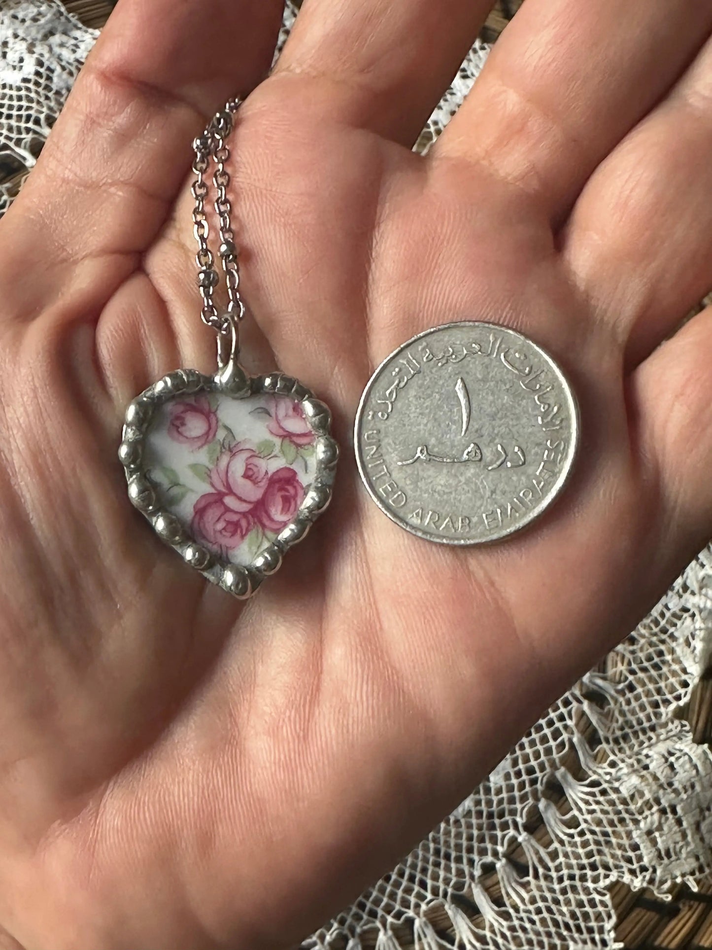 Rose Heart Necklace
Upcycled Vintage China