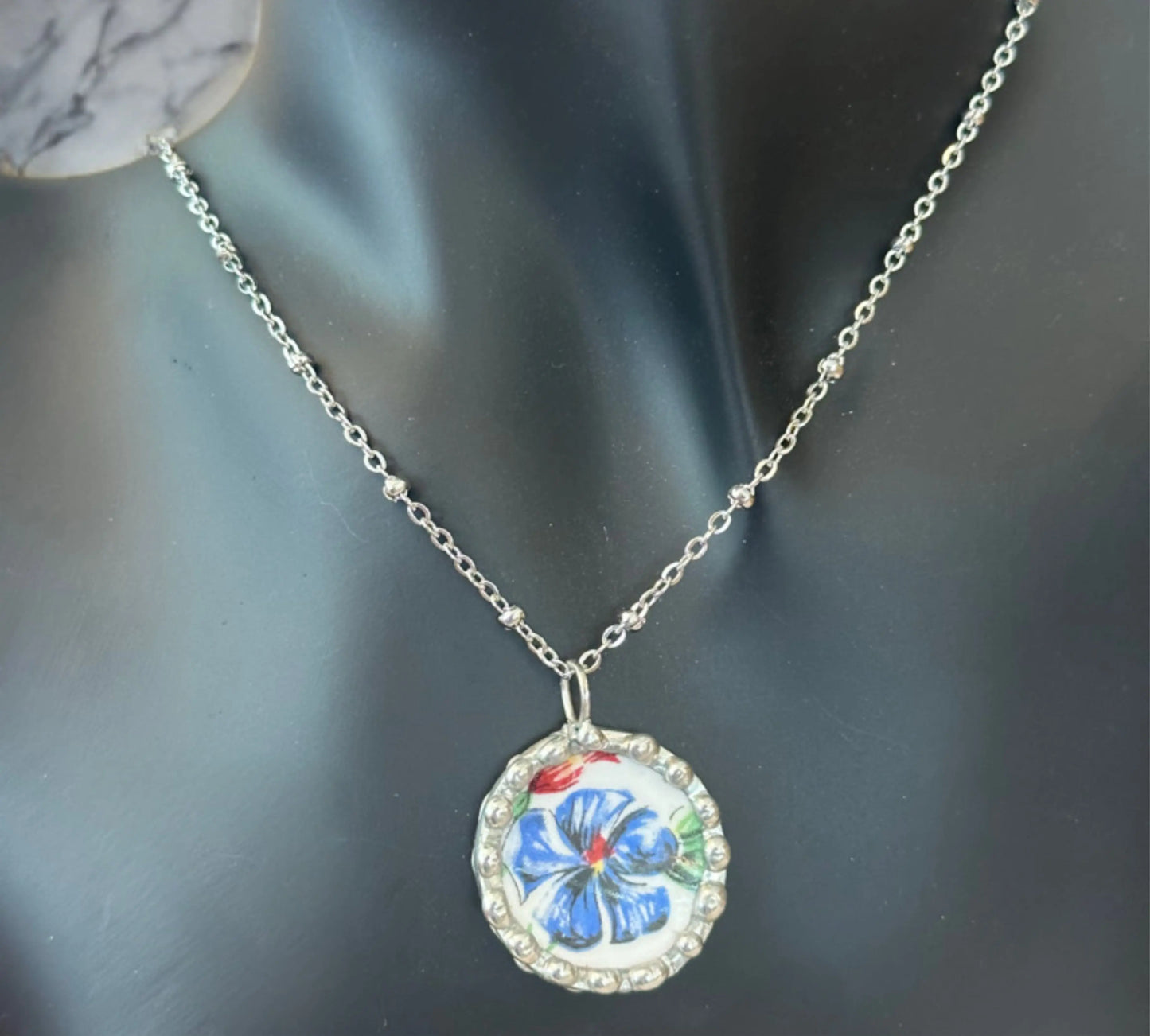 Vintage Colclough Bone China Necklace – Handmade Broken Ceramics Jewelry