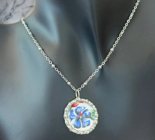 Vintage Colclough Bone China Necklace – Handmade Broken Ceramics Jewelry