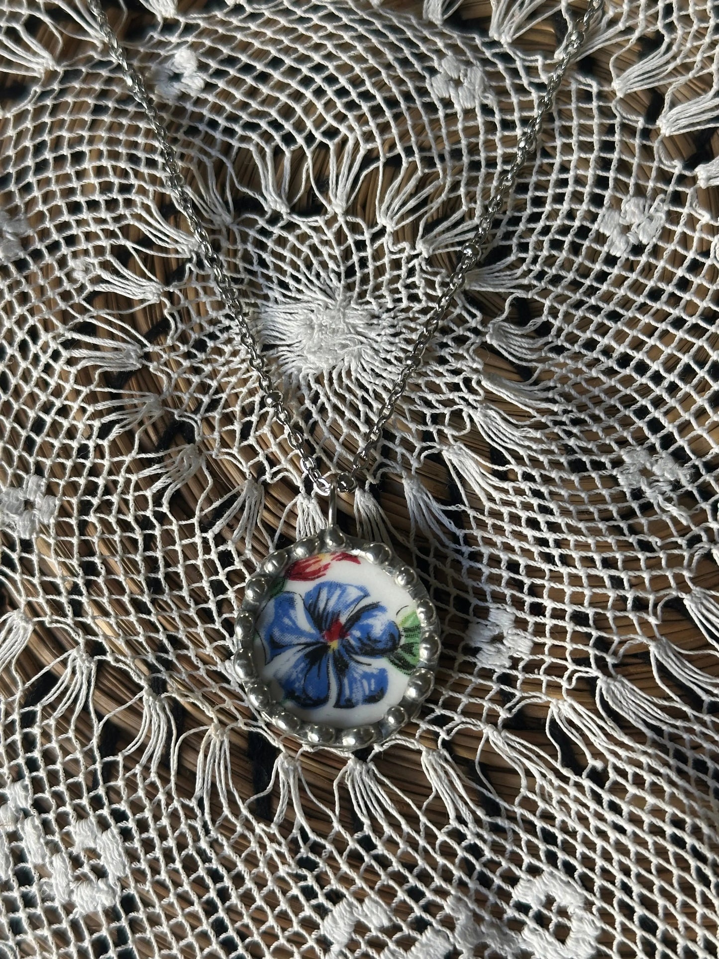 Vintage Colclough Bone China Necklace – Handmade Broken Ceramics Jewelry