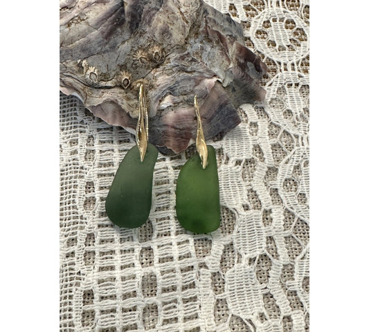 Sea Glass Silver Earrings- Gold plated The Big Little Shop