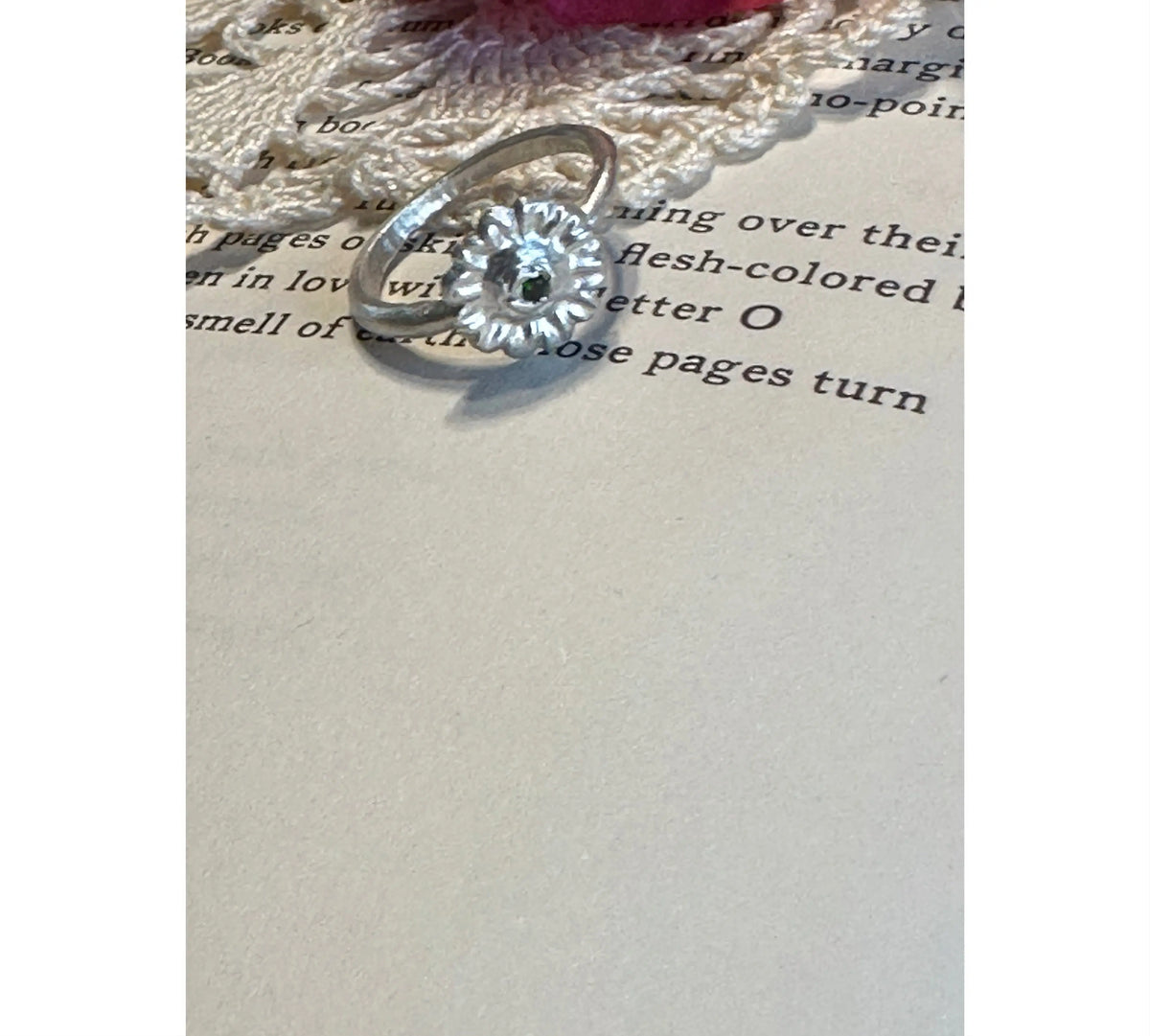 Handmade Silver Flower Ring with gemstone- Sustainable handmade silver jewelry by The Big Little Shop in Dubai